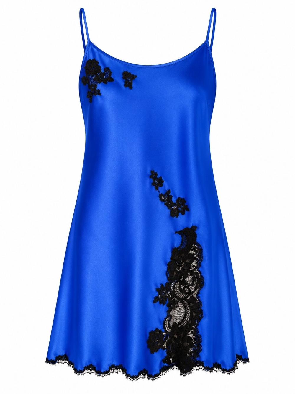 Victoria's Secret Vintage 2004  Y2K Cobalt Blue Black Lace Slip Dress Small
